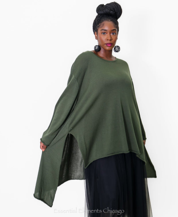 Risona Tunic Sweater, Green - Essential Elements Chicago