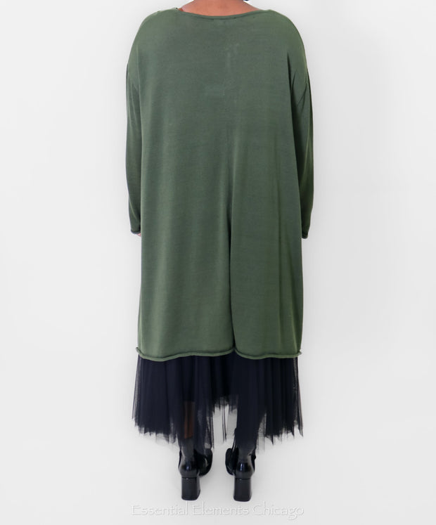 Risona Tunic Sweater, Green - Essential Elements Chicago