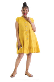 Rudy Linen Dress Mustard One-Size POP ELEMENT - Tunics by Pop Element | Essential Elements Chicago