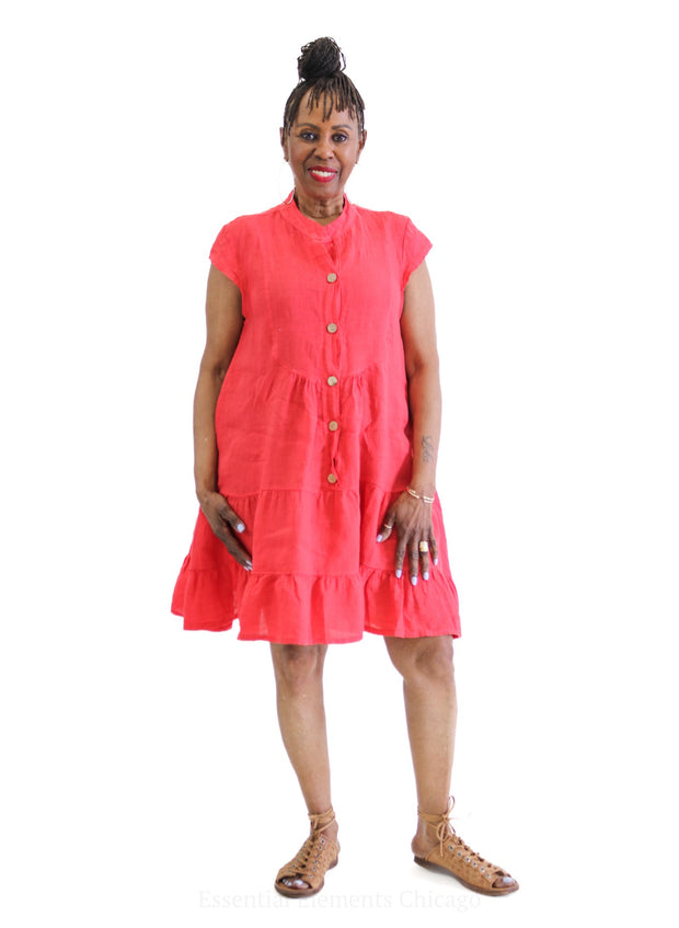 Rudy Linen Dress Red One-Size POP ELEMENT - Tunics by Pop Element | Essential Elements Chicago