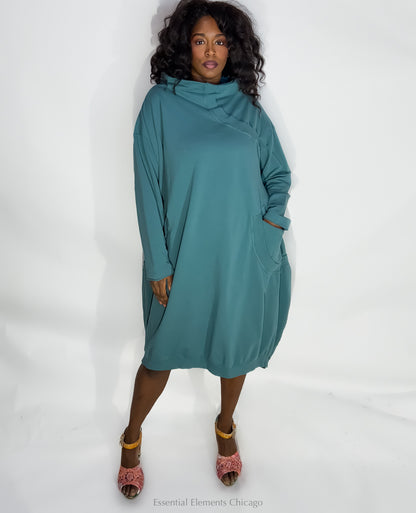 Rundholz Funnel Neck Dress, Grass - Essential Elements Chicago