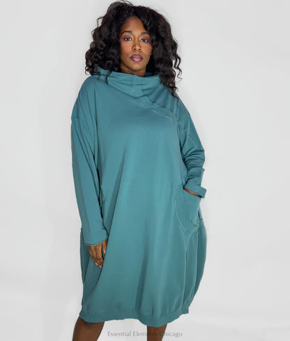 Rundholz Funnel Neck Dress, Grass - Essential Elements Chicago