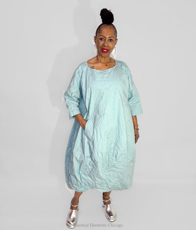 Rundholz Textured Cotton Dress, Mint - Essential Elements Chicago