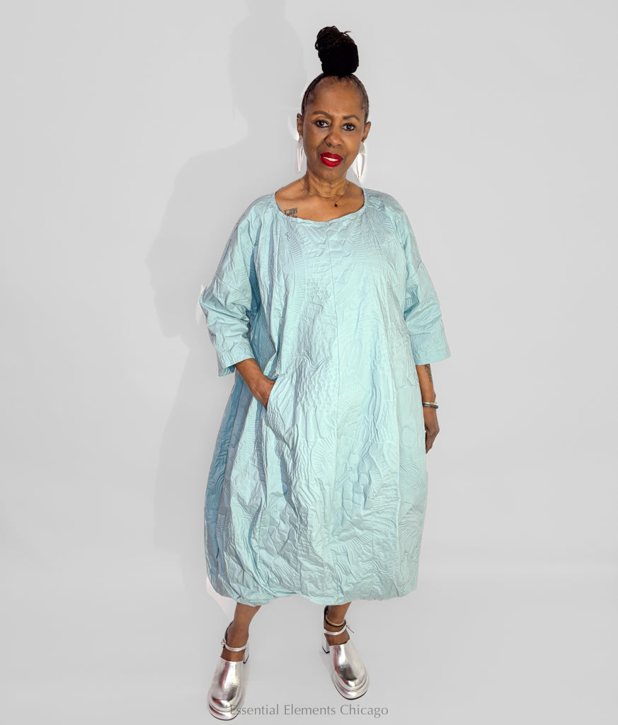 Rundholz Textured Cotton Dress, Mint - Essential Elements Chicago