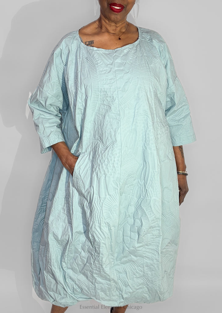Rundholz Textured Cotton Dress, Mint - Essential Elements Chicago