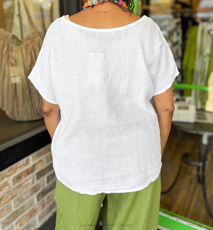 Saga Boxy Linen Top - Essential Elements Chicago