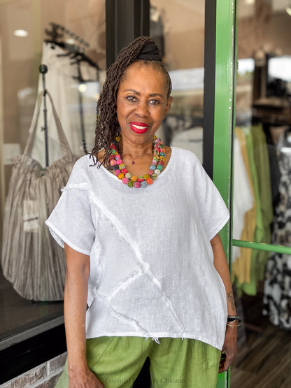 Saga Boxy Linen Top - Essential Elements Chicago