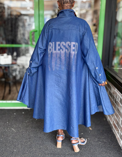 She Blessed Denim Dress - Essential Elements Chicago