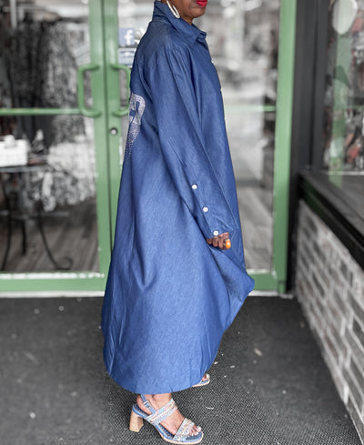 She Blessed Denim Dress - Essential Elements Chicago