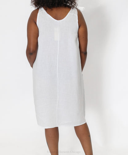 Shoulder Tie Linen Dress - Essential Elements Chicago