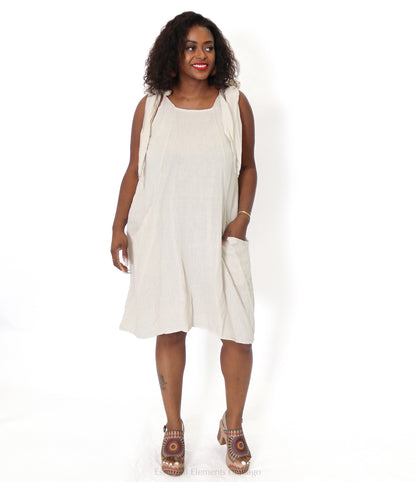 Shoulder Tie Linen Dress - Essential Elements Chicago