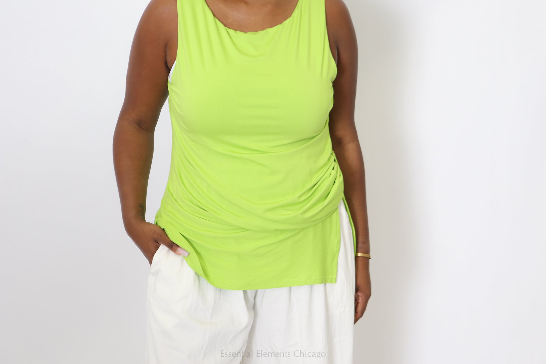 Side Slit Top, Lime - Essential Elements Chicago
