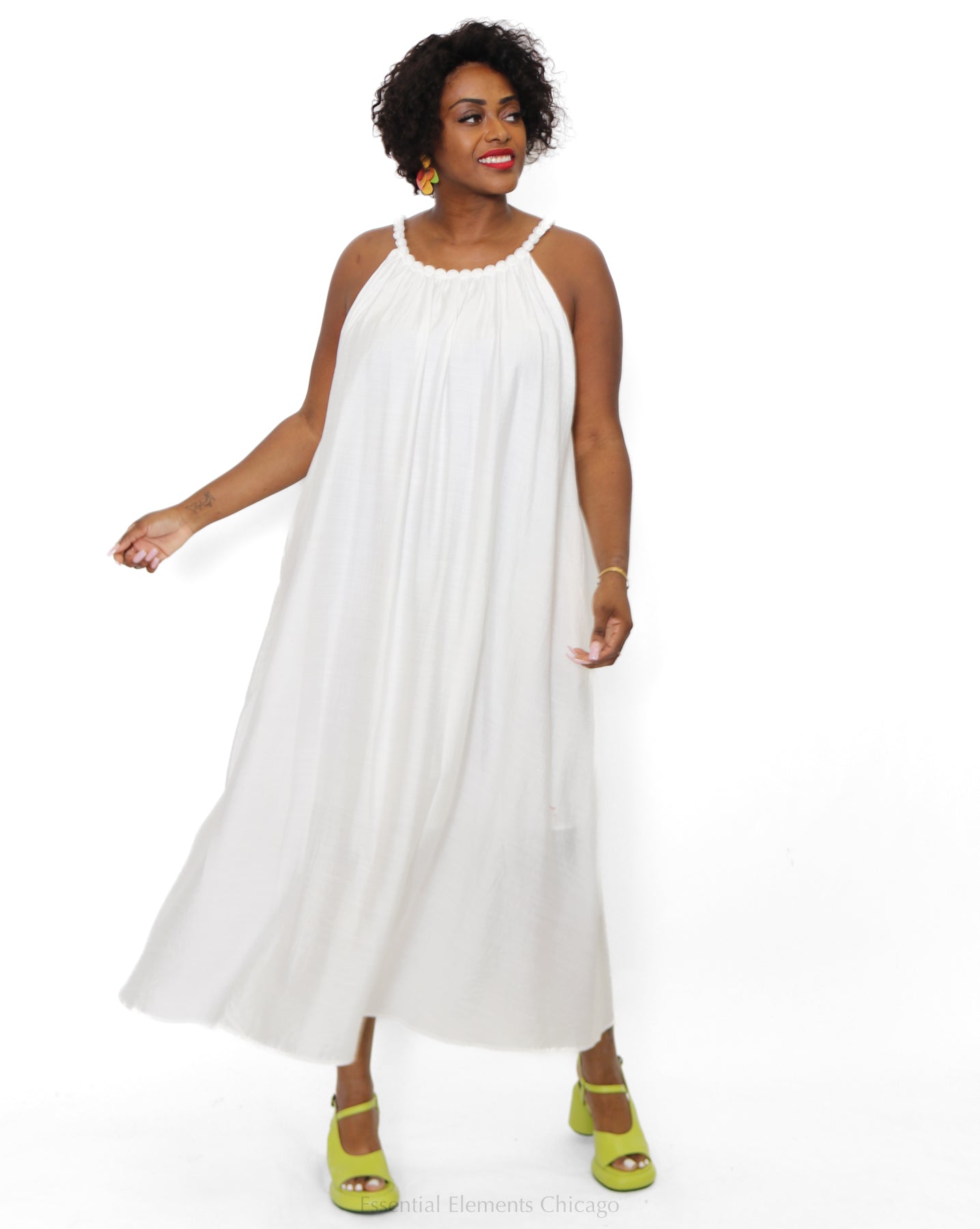 Summer Dress, White - Essential Elements Chicago