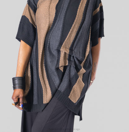 Terra Cabled Stripe Mock Sweater - Essential Elements Chicago