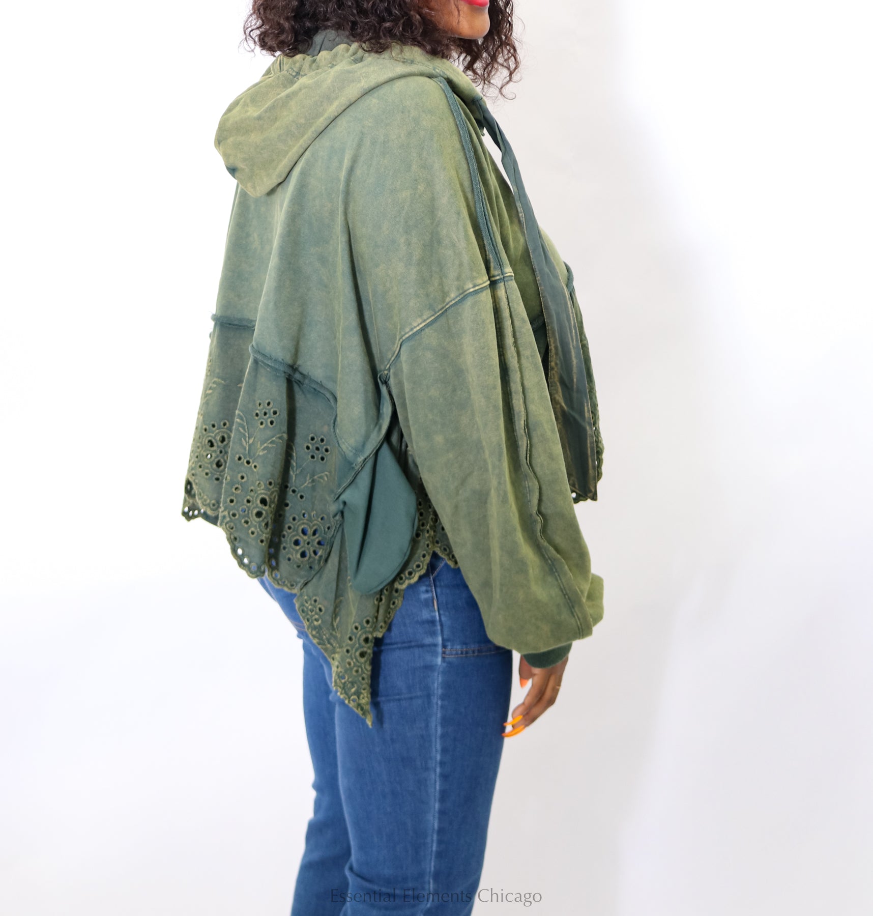 Terri Jo Eyelet Cropped Sweatshirt