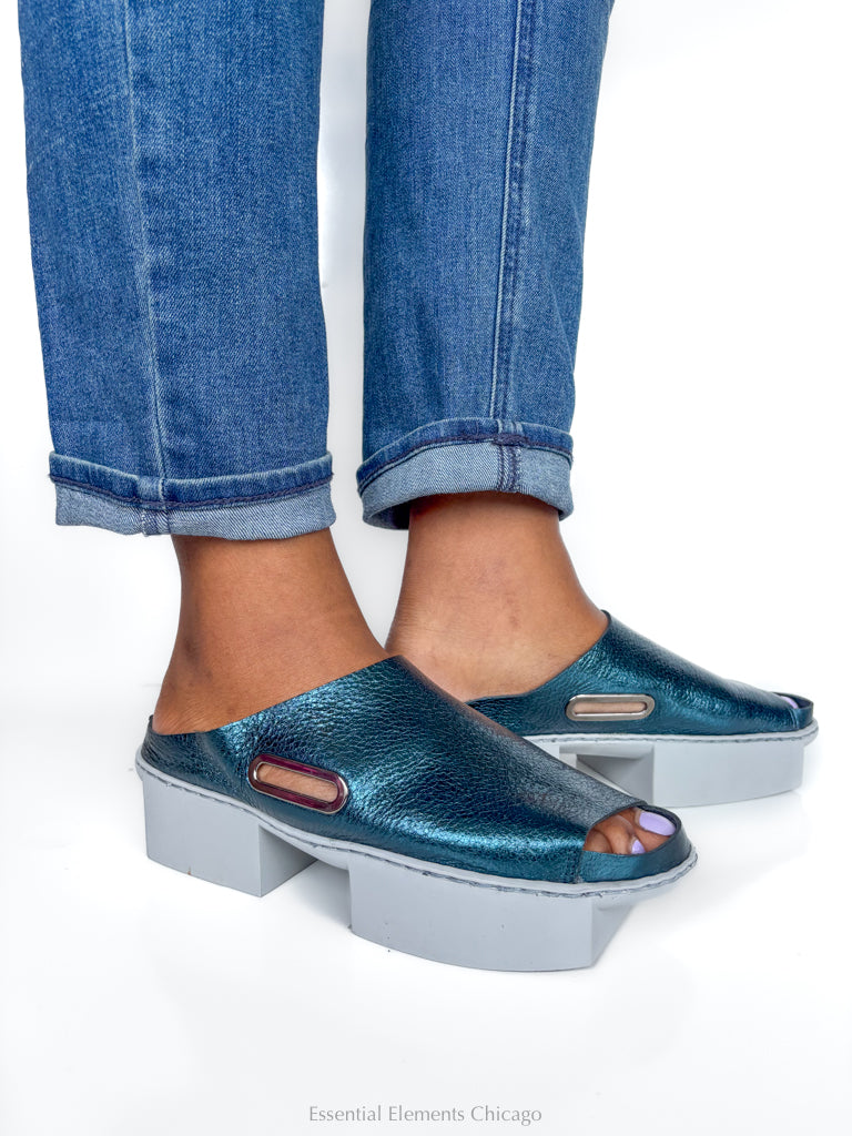 Trippen Daybreak Sandal, Petrol - Essential Elements Chicago