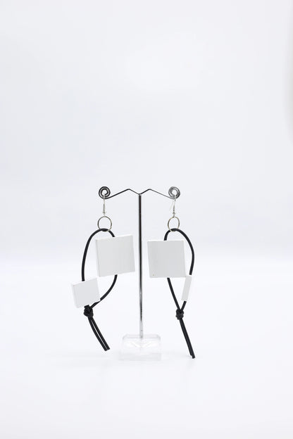 Jianhui Leatherette & Squares Earrings
