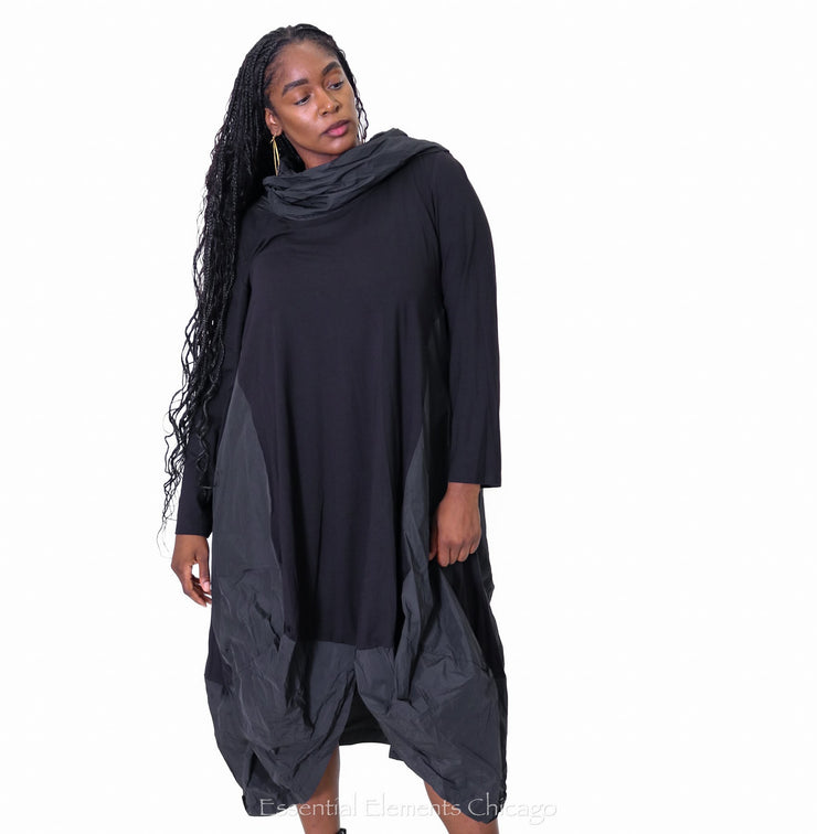 Zilberman Hooded Dress,Black - Essential Elements Chicago