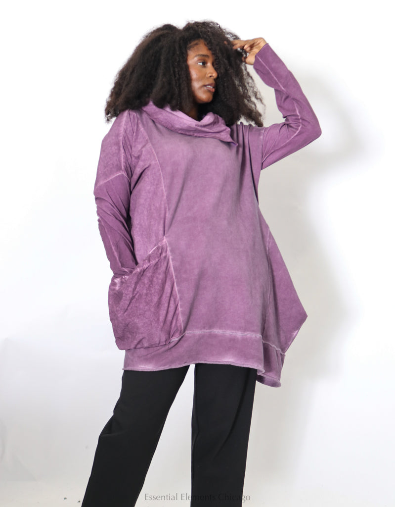 Zilberman Zippered Cowl Tunic, Purple - Essential Elements Chicago