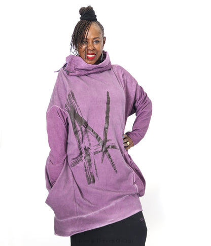 Zilberman Zippered Cowl Tunic, Purple - Essential Elements Chicago