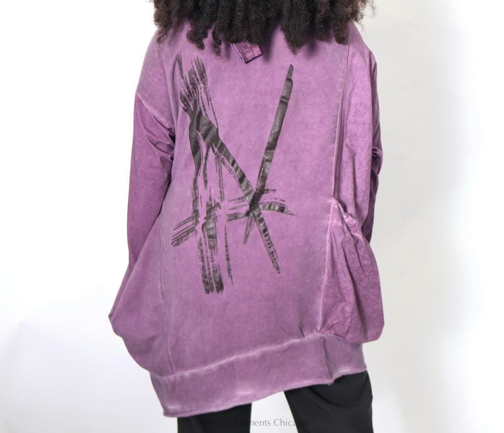 Zilberman Zippered Cowl Tunic, Purple - Essential Elements Chicago