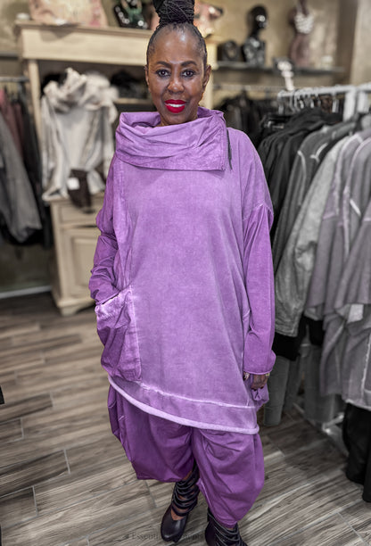 Zilberman Zippered Cowl Tunic, Purple - Essential Elements Chicago